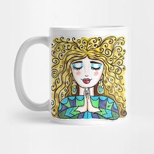 Curly Meditation Girl Mug